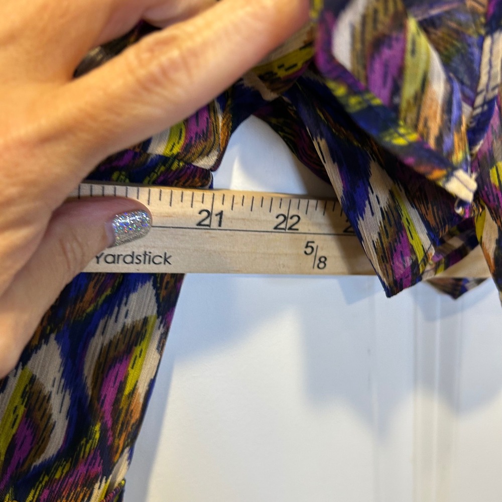 Taylor Womens Maxi Dress Abstract Geometric Smocked‎ Waist Purple Blue XL - Picture 5 of 7